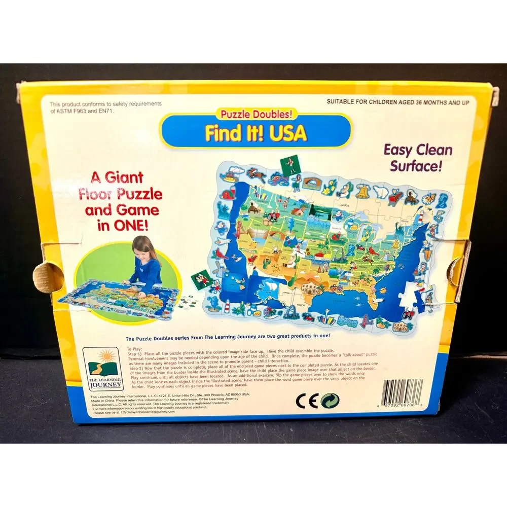 The Learning Journey Puzzle Doubles! Find It! USA giant floor puzzle interactive